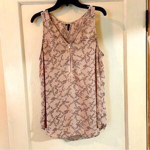 Maurices Small Floral Pinkish Purple Sleeveless Top Work Shirt Classy Flowy Cute